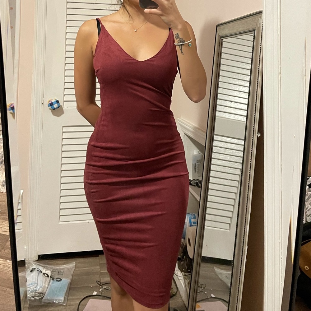 Suede midi dress